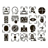 Recognition Collection Elements Icons Set Vector