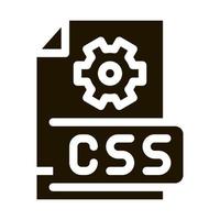 ilustración de glifo de vector de icono de código css de extremo frontal