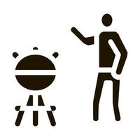 human cooking bbq icon Vector Glyph Illustration