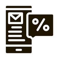 Phone Message about Percent Icon Vector Glyph Illustration