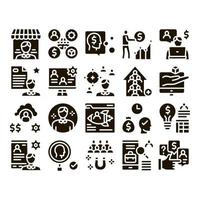 Account Manager Work Glyph Set Vector