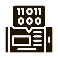 phone app binary code icon Vector Glyph Illustration