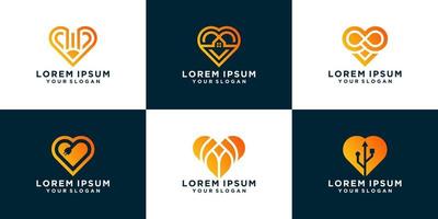 conjunto de símbolo de icono de diseño de logotipo de amor vector