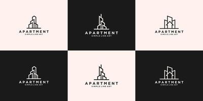 colección de diseños de logotipos de rascacielos de apartamentos inmobiliarios vector