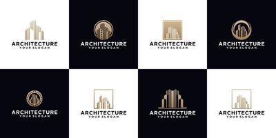 conjunto de plantilla de diseño de logotipo de edificio abstracto vector