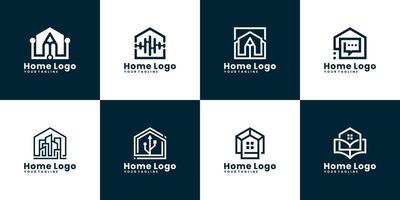 conjunto de plantillas abstractas de logotipos de construcción de viviendas, una colección de logotipos de arquitectos, edificios, edificios vector