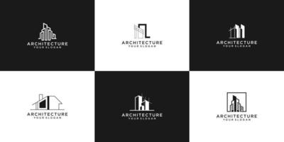 colección de arquitectura de logotipo con diseño de plantilla de concepto de revestimiento de logotipo inmobiliario vector