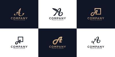 collection, hand drawn logo letter a design vector