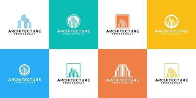 a collection of logos of architects, buildings, buildings vector