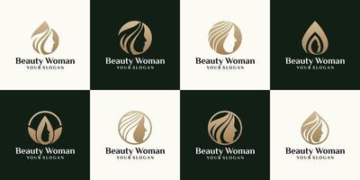 logotipo de belleza femenina, con la silueta de la cara de una mujer vector