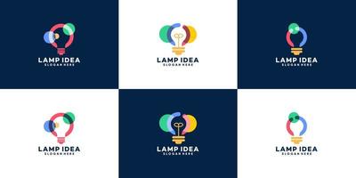 colección de logotipos de bombillas, plantillas de diseño de vectores de color superpuestas