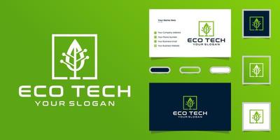 technology data tree logo and business card inspiration vector