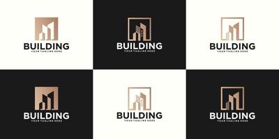 collection of building logos, tall buildings and architecture vector