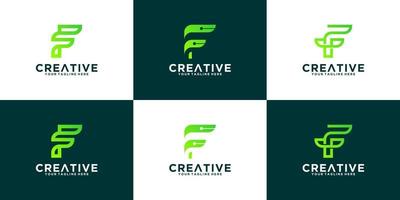 technology data letter f logo collection vector