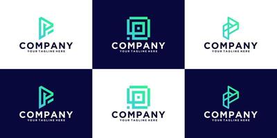 a collection of modern, abstract letter P initials design logos suitable for companies, businesses, finance and technology vector