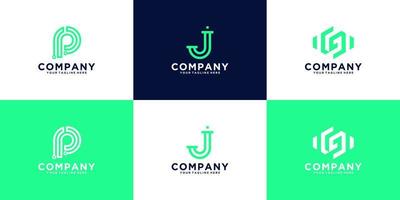 J letter monogram logo collection vector