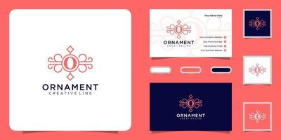 luxury ornament logo with initial letter O and business card vector