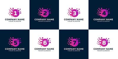 Collection number with circle and molecule concept logo template vector