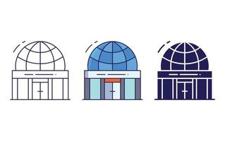 icono del edificio del planetario vector