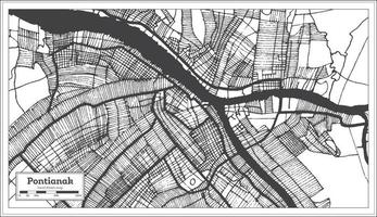 mapa de la ciudad de pontianak indonesia en color blanco y negro. esquema del mapa. vector