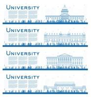 Outline Set of University Campus Study Banners. vector