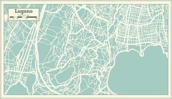 mapa de la ciudad de lugano suiza en estilo retro. esquema del mapa. vector