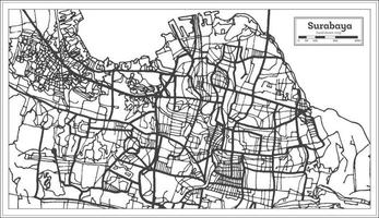 mapa de la ciudad de surabaya indonesia en color blanco y negro. esquema del mapa. vector