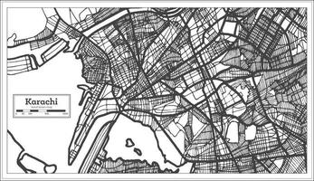 Karachi Pakistan City Map in Black and White Color. Vector Illustration.