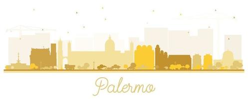 Palermo Italy City Skyline Silhouette with Golden Buildings Isolated on White. vector