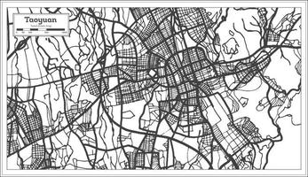 Taoyuan Taiwan City Map in Black and White Color. Outline Map. vector