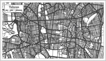 mapa de la ciudad de teherán irán en color blanco y negro. esquema del mapa. vector