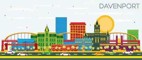 Davenport city skyline. Vector illustration.