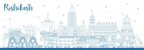 Outline Rishikesh India City Skyline with Blue Buildings. vector