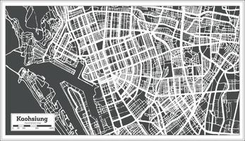 Kaohsiung Taiwan City Map in Retro Style. Outline Map. vector