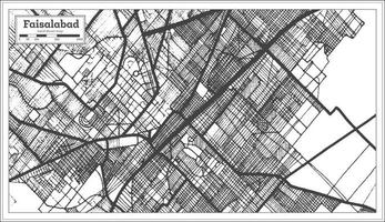 mapa de la ciudad de faisalabad pakistán en color blanco y negro. vector