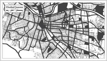 Ciudad Juarez Mexico City Map in Black and White Color in Retro Style. Outline Map. vector