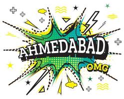 Ahmedabad Comic Text in Pop Art Style Isolated on White Background. vector