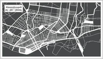 mapa de la ciudad de alexandroupoli grecia en estilo retro. esquema del mapa. vector