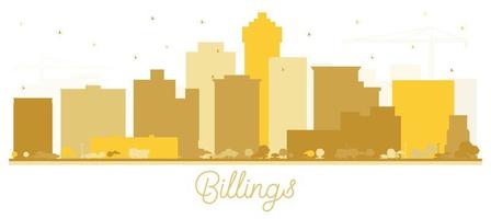 Billings Montana City Skyline Silhouette with Golden Buildings Isolated on White. vector