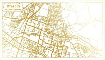 mapa de la ciudad de brescia italia en estilo retro en color dorado. esquema del mapa. vector