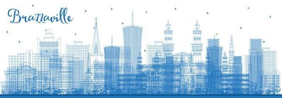 Outline Brazzaville Republic of Congo City Skyline with Blue Buildings. vector