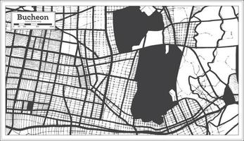 Bucheon South Korea City Map in Black and White Color in Retro Style. vector