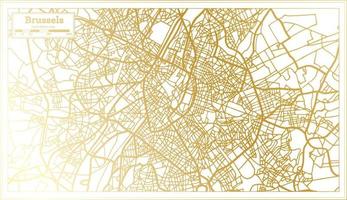 mapa de la ciudad de bruselas bélgica en estilo retro en color dorado. esquema del mapa. vector