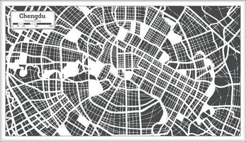 mapa de la ciudad china de chengdu en estilo retro. esquema del mapa. vector