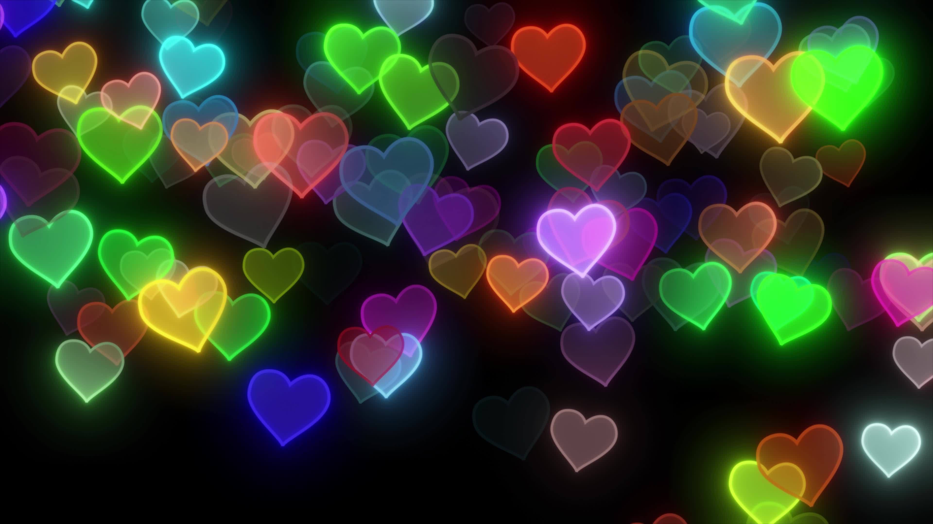 Glowing Heart Flying On Black Background. Heart Flying Valentine  Background, Neon Heart Shape Floating In The Air On Black Background.  Mother's Day , Valentine's Day Love Romantic Bg. Romantic Love 17494873  Stock