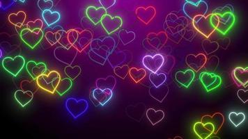 coração romântico brilhante abstrato com opticle inclina-se fundo de animação de flare. animação de coração neon brilhante fundo de amor dos namorados, animação em loop de usos de fundo voador em forma de coração para aniversários video