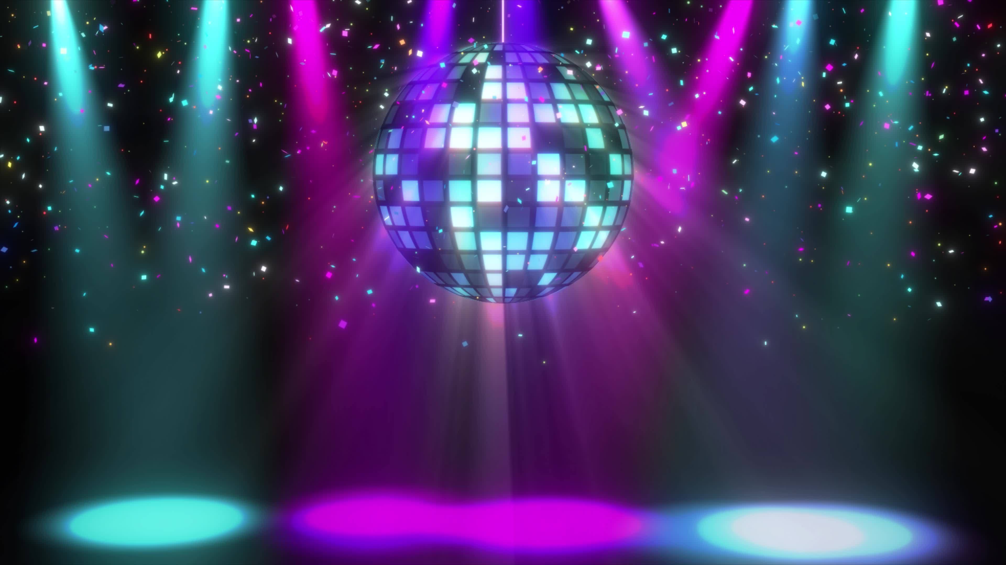 Humorístico tristeza Reclamación bola de discoteca brillante moviéndose con luces de escenario efecto baile  y fondo de fiesta, fondo de bola de discoteca, animación en bucle de  rotación de bola de discoteca. animación de fiesta