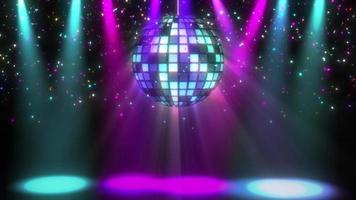 Glowing Disco Ball Moving With Stage Lights Effect Dancing And Party Background, Disco Ball Background, Loop Animation Of Disco Ball Rotate. Vj Loop Night Party Animation. Music Disco Background video