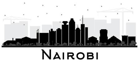 Silueta del horizonte de la ciudad de Nairobi, Kenia, con edificios negros aislados en blanco. vector
