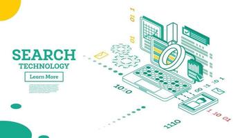 Isometric Search Query Algorithm. Organic Search Result. Seo Keyword. vector